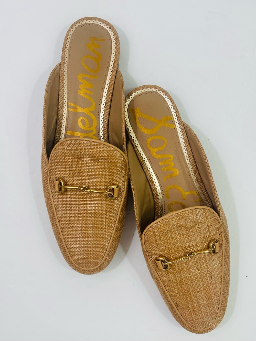 Sam Edelman Linnie Bit Mule Loafer Buff Tan Raffia - Picture 2 of 13